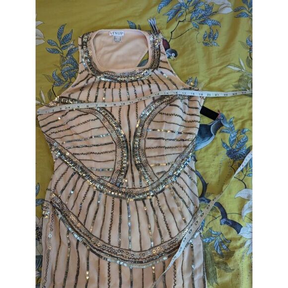 VENUS retro 20s beaded cocktail dress pink sz large nwt - Picture 4 of 7